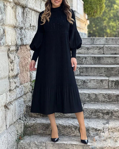 🎅 Christmas Sale 50% off 🎅Lantern Sleeve Solid Color Elegant Dress